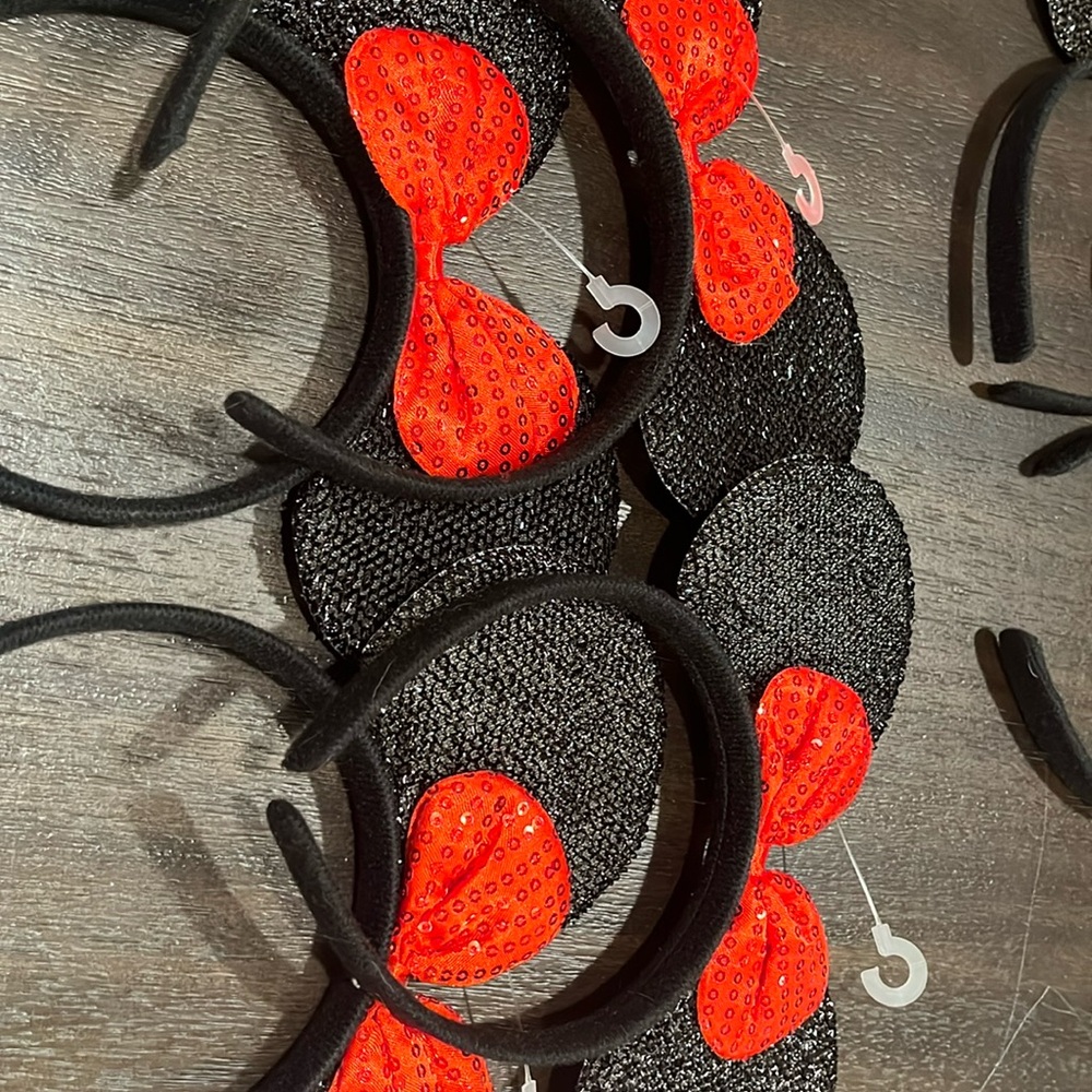 Mouse Ears - Black and Red Sequined